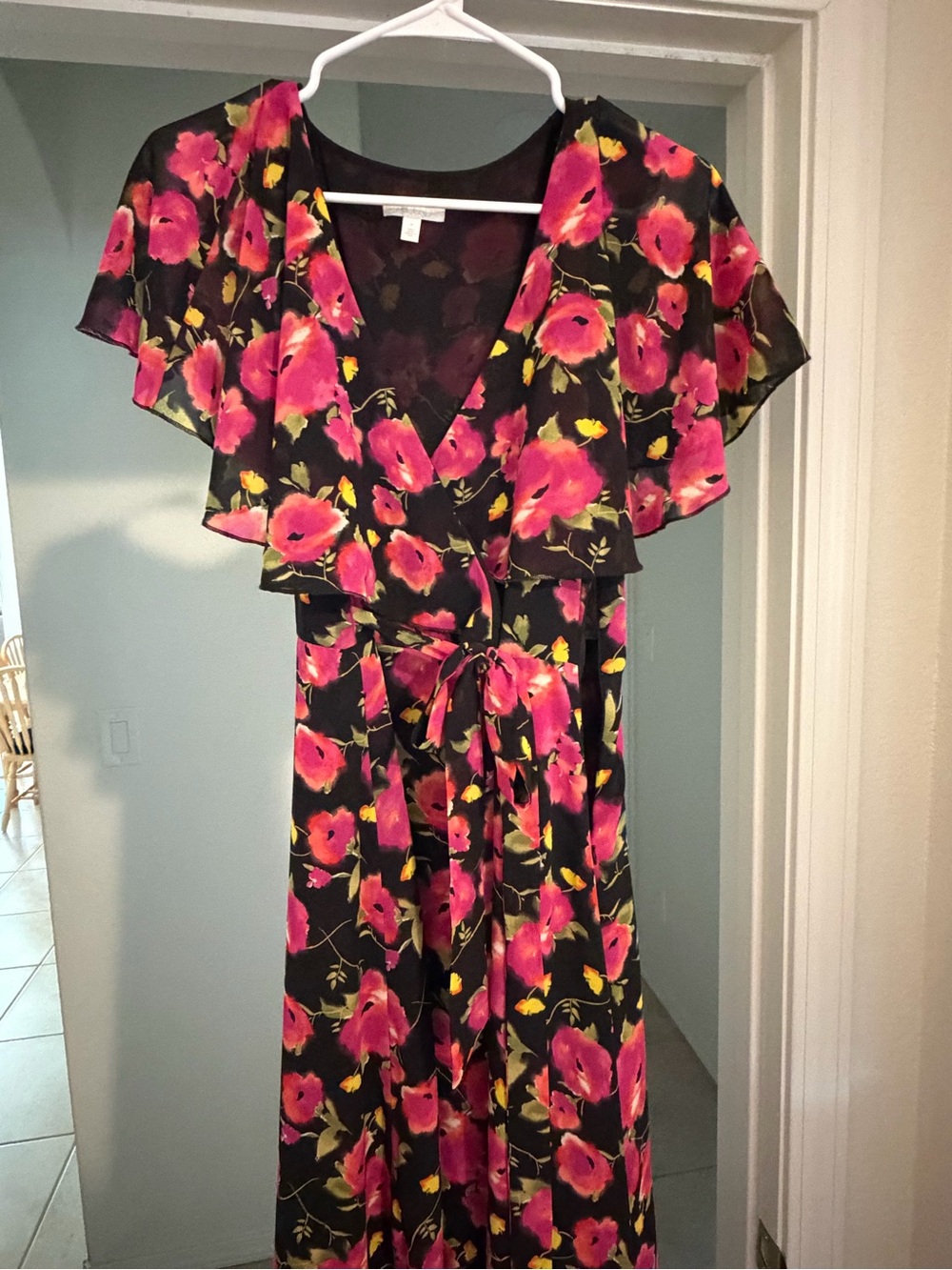 Abound Black Maxi Dress with Hot Pink and Yellow Floral Print - Picture 2 of 5